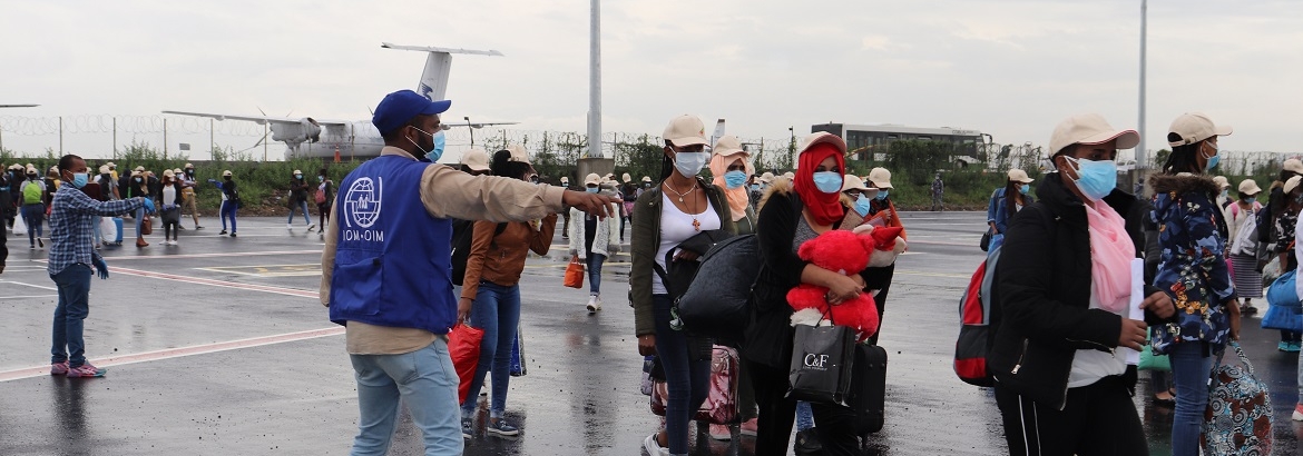 IOM provides airport assistance for Ethiopian returnees arriving from Lebanon amidst the COVID-19 pandemic